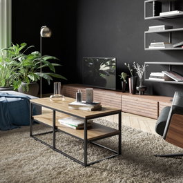 Hanah Home Forteaus - Walnut Mesa de Centro Industrial Nogal y Negro